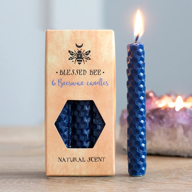 Set of 6 Blue Beeswax Magic Spell Candles